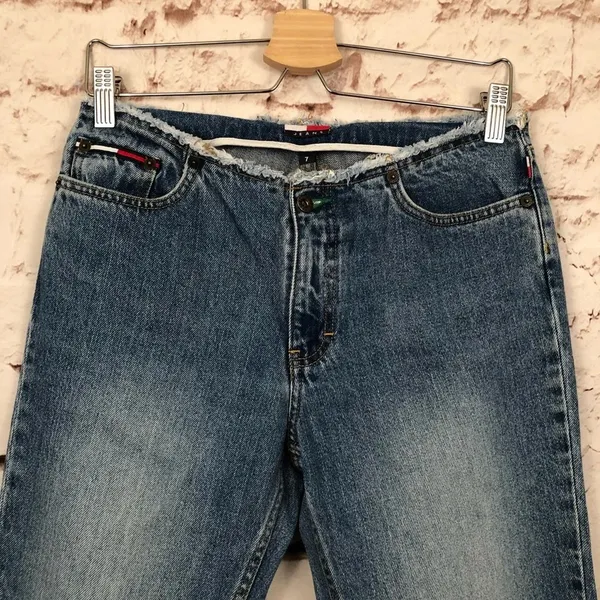 Vintage Tommy Jeans Frayed WB Hipster‎ Flare Jeans - Image 3