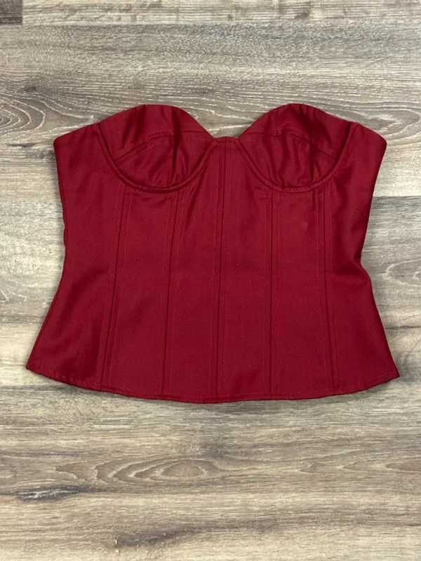 Peppermayo Armelle Corset Strapless Maroon Top Women’s 4 - Image 2