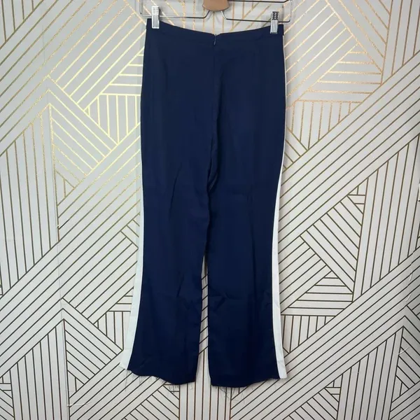 Reformation Side Stripe Flared Pants in Navy‎ Blue White Size US XS - Image 5