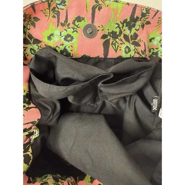 Volcom 2000s Pink Green Floral Large Tote Bag‎ Chain Handles Hobo Beach Casual - Image 5