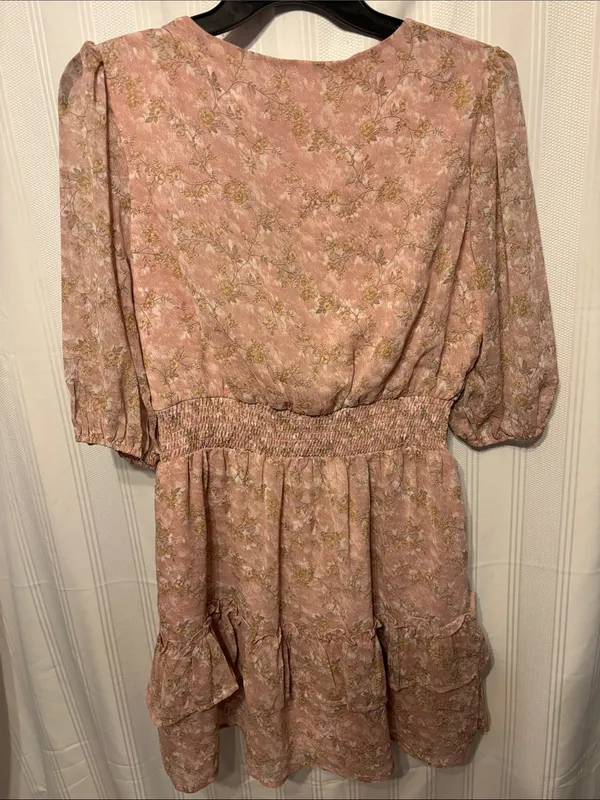 Le Lis Dusty Rose Floral V-Neck Ruffle Mini Dress - Image 5