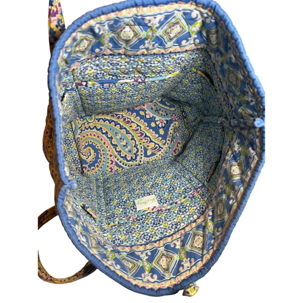 Vera Bradley Capri Blue Tic Tac Tote Quilted Paisley Shoulder Bag Large Retired - Image 5