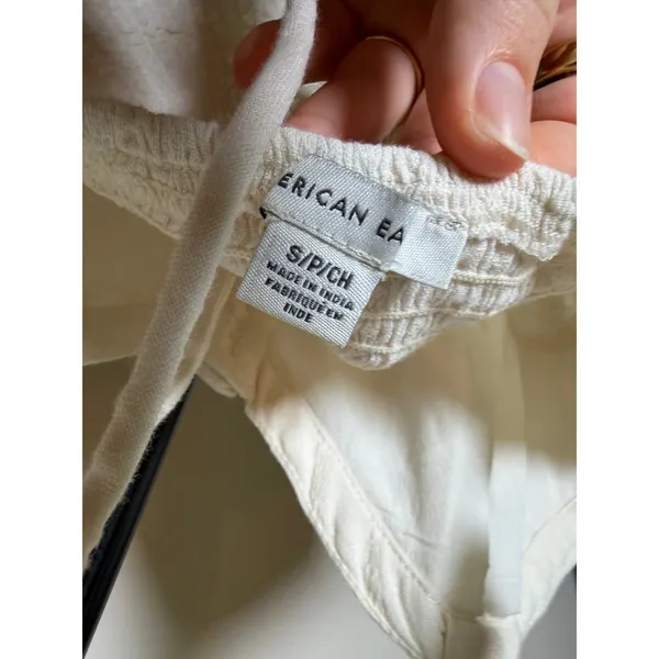 American Eagle Cream Milkmaid Ruffle Strap Tie Back Tank Top Size Small - Image 3