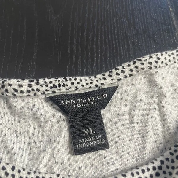 Ann Taylor Womens Black White Polka Dot Ruched Tank Top Tunic XL Sleeveless - Image 2