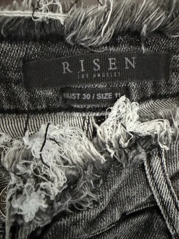 RISEN Women’s Distressed Raw Hem/Waist Gray Frayed Hem Jeans 30 - Image 3