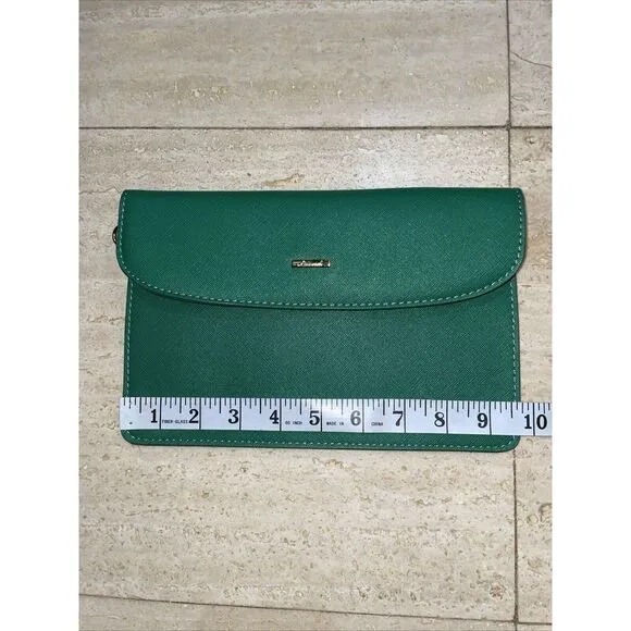 LOVEVOOK Green Synthetic Saffiano Leather Clutch Wristlet‎ No Handle 9.5x6.5" - Image 5