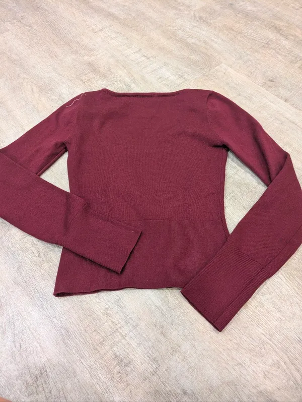 NEW! Edikted Cecile Layered Long Sleeve Top Maroon Size Medium - Image 4