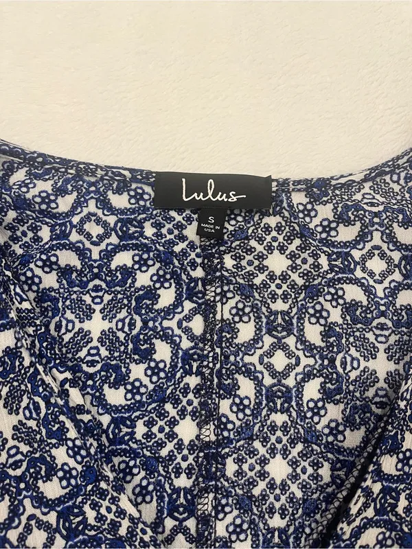 Lulus Blue & White Tile Print Maxi Dress - Small - Image 3