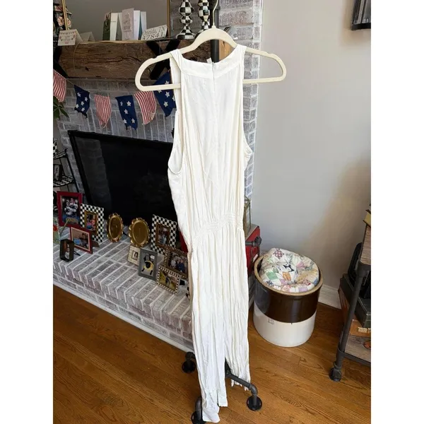 Wayan Wide Leg Jumpsuit‎ in Ivory boho-style beaded women's L - Image 4
