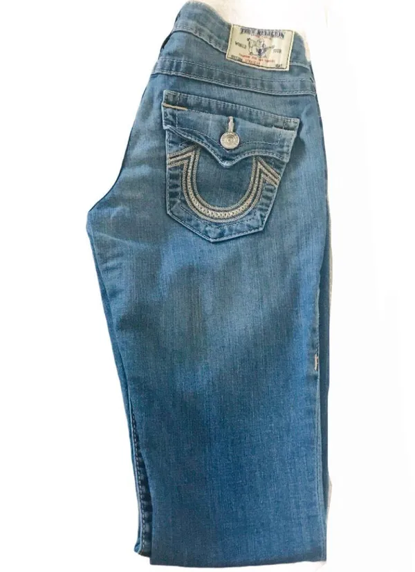 True Religion Straight Leg Blue Jeans - Image 5
