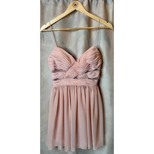 Hailey Logan Pink Chiffon Party Dress Size 7/8 Fit Flare Mini - Image 4