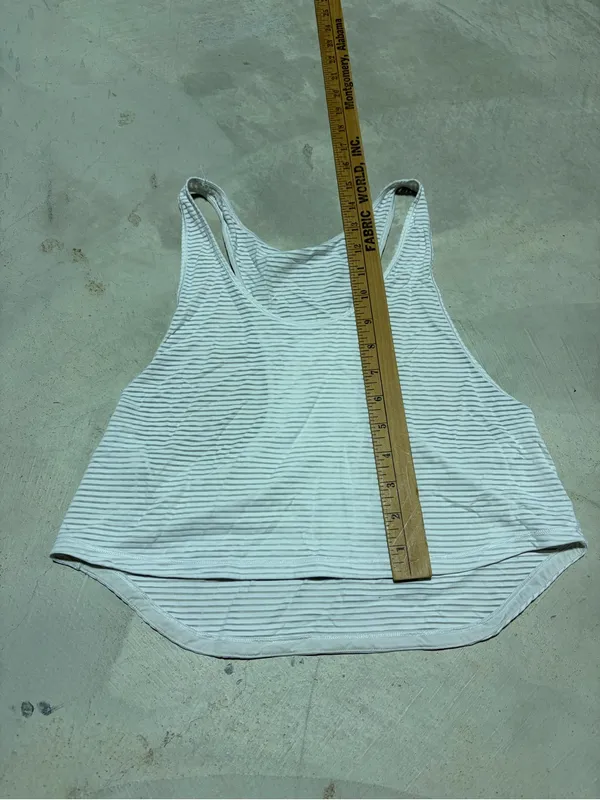 Lululemon White Striped Racerback cropped Tank Top - Image 4