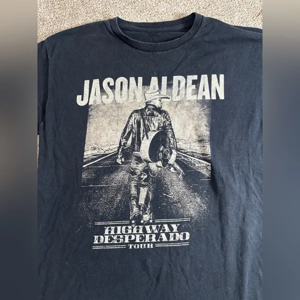 Jason Aldean Shirt Highway Desperado Tour Concert Tee Black Double Sided Medium - Image 5