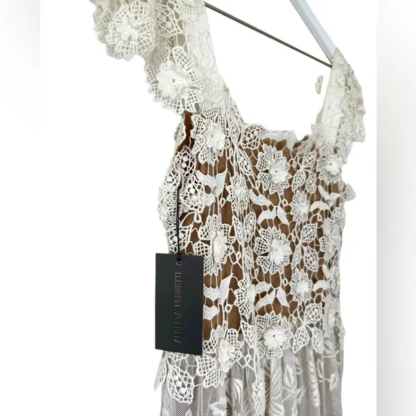 NWT Alberta Ferretti Floral Lace Embroidered Tulle Dress Size 2 - Image 7