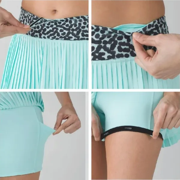 Lululemon Womens Pleat to Street Skirt Skort Sz 4 in Tranquil Blue / Ace Spot - Image 2