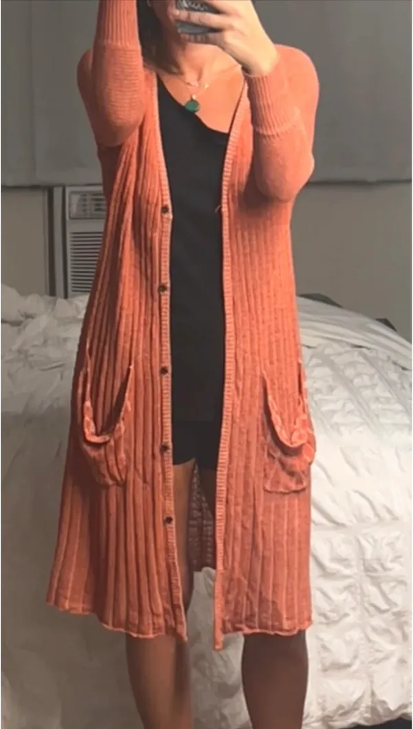 Free People Coral Long Duster Cardigan - Image 10