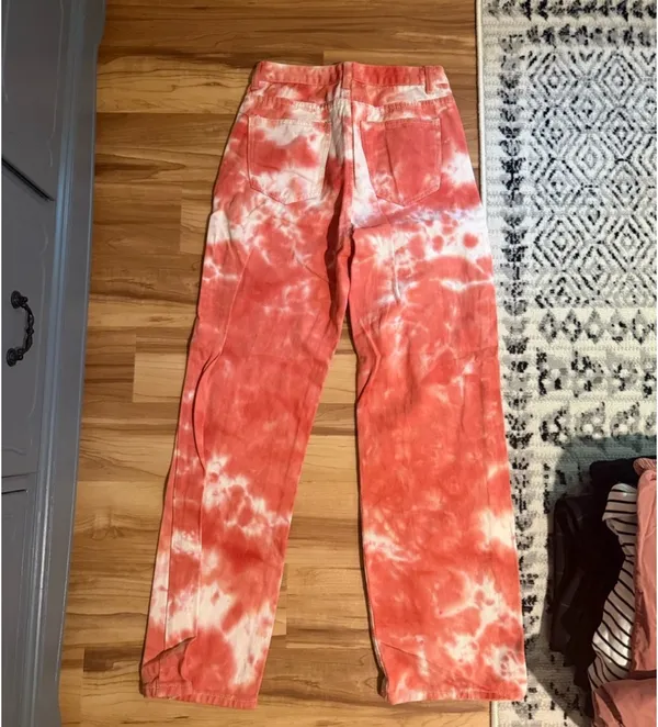 Women’s tie dye jeans Orange - Image 2