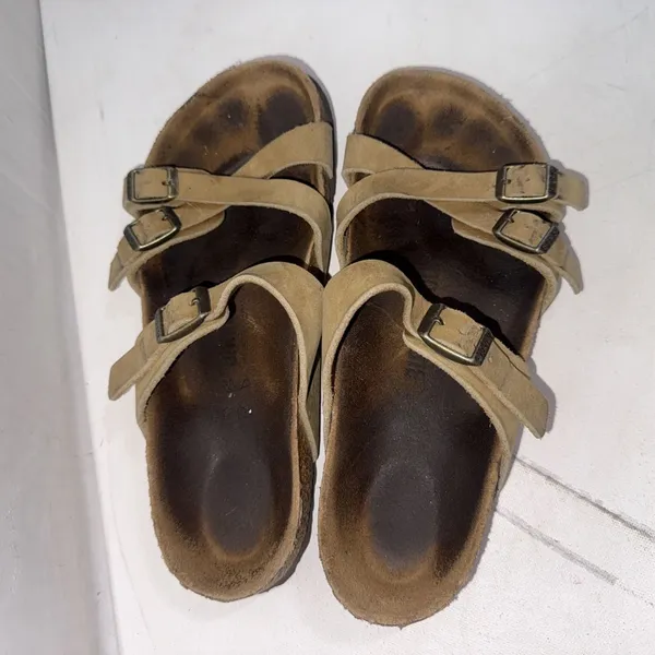 Birkenstock Franca Tan Leather Crisscross Strappy Slides Sandals Size EU 38 N - Image 2