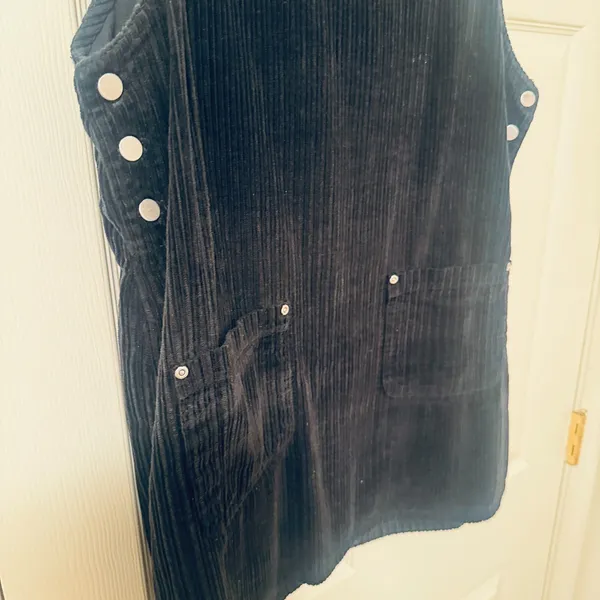 Denim And Co Vintage Corduroy‎ Black Jumper Dress Y2K pockets sz M 100% cotton - Image 5
