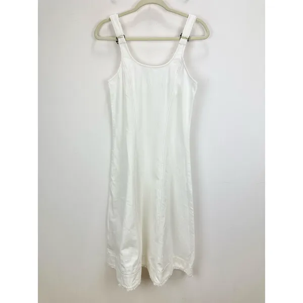 Madewell Denim Scoopneck Midi Dress Pure White Wash A Line Minimalist Small NWT - Image 7
