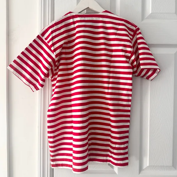 I AM Vintage Red White Stripe Sun Moon Embroidered Beaded Cotton Y2K Small 3D - Image 2