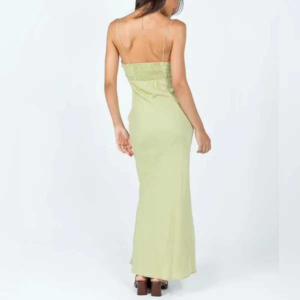 NEW Princess Polly Emily Green Satin Maxi Dress Women’s Size Small 4 - Image 2