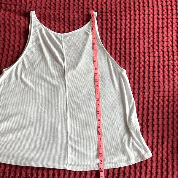 Free People White Tank Top M Sleeveless Open Back Flowy Boho Minimalist Top - Image 7