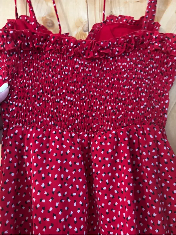 Princess Polly‎ Stacey Mini Dress Red Heart Print Ruffle Smocked Size 2 - Image 8