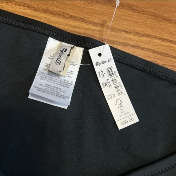 NWT Madewell Basic Women's Swim Bikini Bottom Solid Black Moderate Size L - Image 2