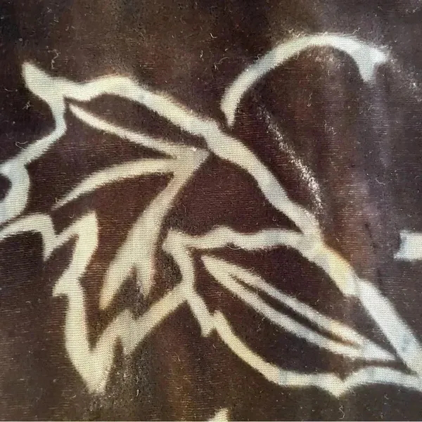 Ladies Velvet Double Sided Leaves Print Soft Long Fringe Scarf One Size - Image 2