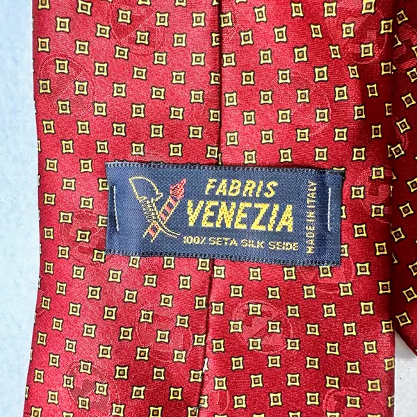 Fabris Venezia Silk Men's Tie Vintage Burgundy Classic Handmade Necktie - Image 8