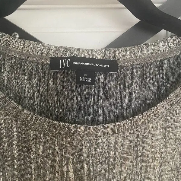 NWOT-INC women’s shimmering silver, side tied blouse - Image 4