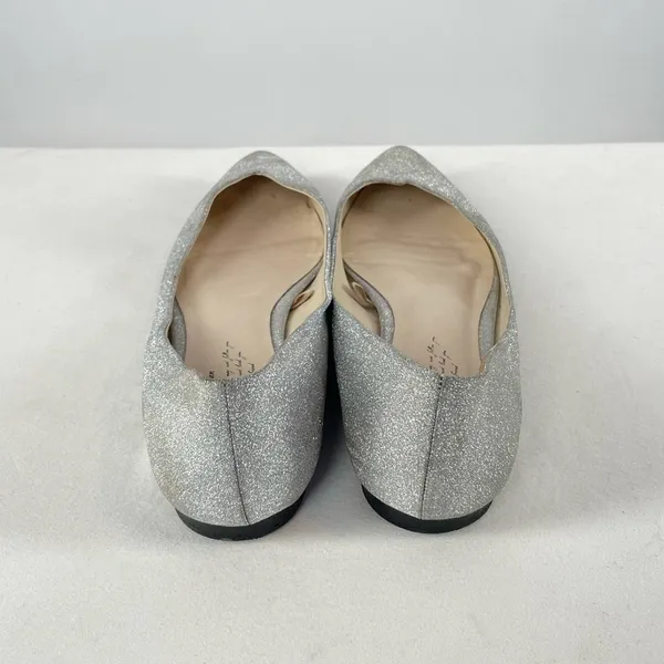 Zara Glitter Slip On Point Toe Ballet Flats in‎ Silver Size 38 or 7.5 - Image 4
