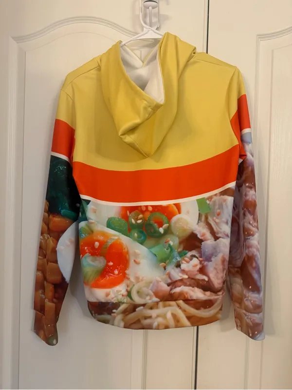 Ramen Noodle Soup Chicken Flavor Graphic Hoodie - Yellow/Orange - Image 3