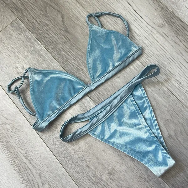 Andi Bagus Bikini velvet triangle cheeky womens Blue (small medium) beach swim - Image 3