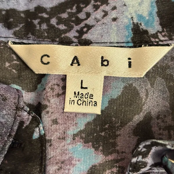 CAbi Style 609 Blue Abstract Print Button Front Blouse Large - Image 2