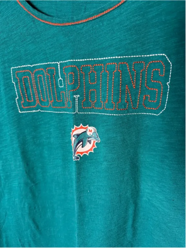 Team Apparel Teal Football Miami Dolphins Long Sleeve Tee L EUC - Image 3