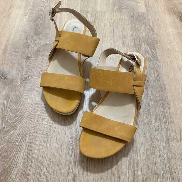 Seven Dials | Milana Mustard Yellow Espadrille Wedge Platform Sandal Shoes,‎ 9M - Image 2