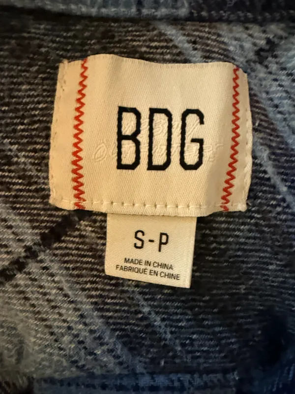 BDG Joey Flannel Shirt Womens Blue Boho Retro 90s Y2K Casual Comfy Streetwear - Image 4