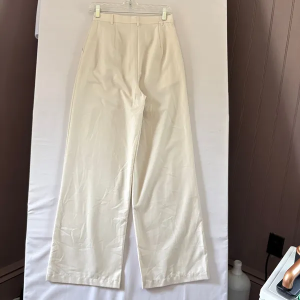 Ronny Kobo Tornby Cream Ivory Wide Leg‎ Pleated High Waisted Trousers XS NWT - Image 4