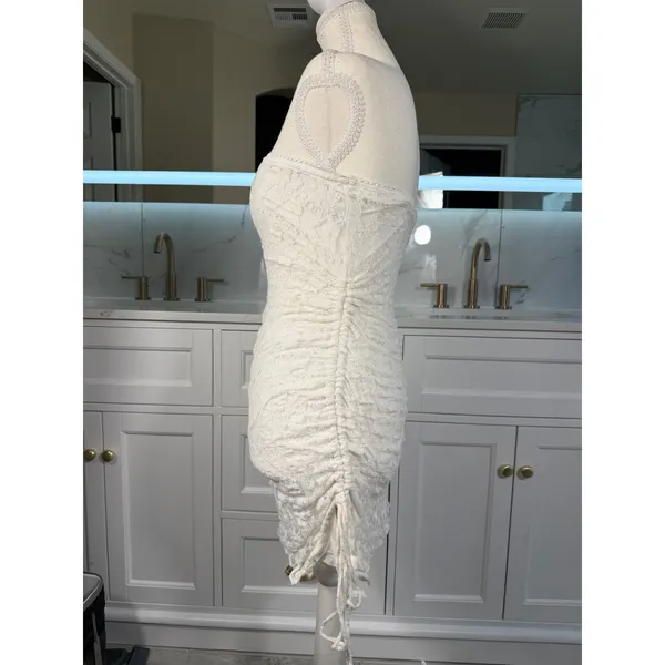 ace Tube Dress Womens Small White Ruched Strapless Bodycon Mini - Image 11
