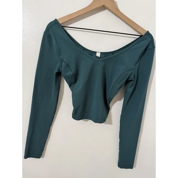 Lululemon Align Long Sleeve Shirt Green Jasper Sz 4 Athletic Pilates Crop Top - Image 4