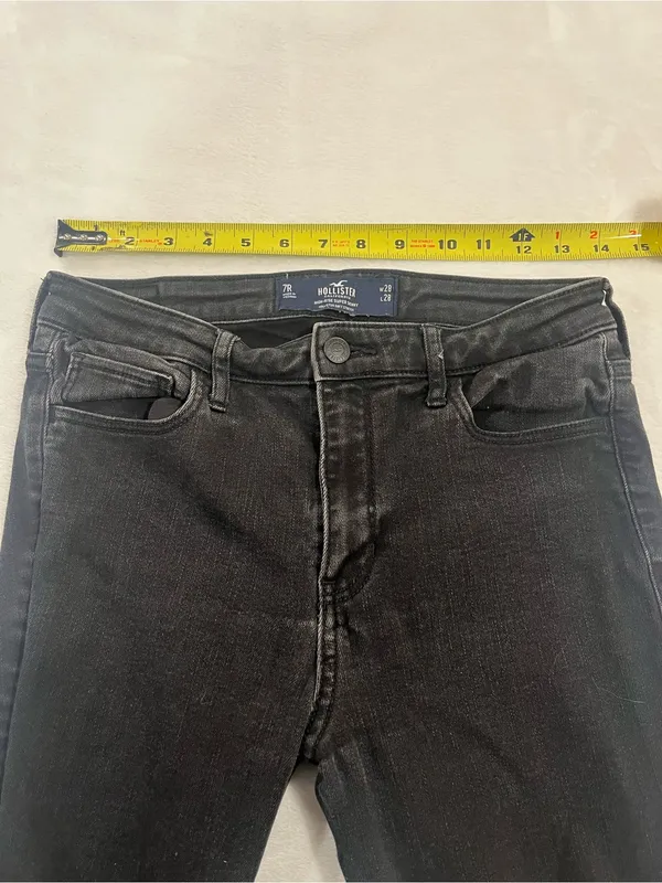 Hollister High Rise Super Skinny Distressed Black Jeans - 7R - Image 6