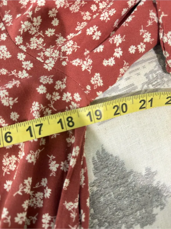 Índigo Rose Rust Floral V-Neck Midi Dress with Long Sleeves size L fall ready - Image 10