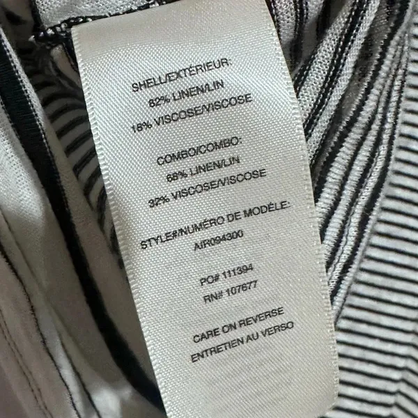 ALICE + OLIVIA Long Sleeve Linen Blend Shirt‎ Black White Stripe Womens Medium - Image 4