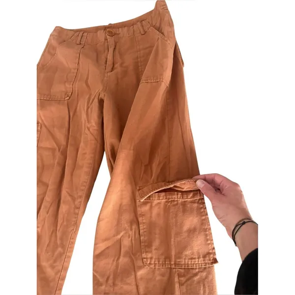 Le Lis Collection Cargo Pants Straight Leg Rust Orange Cotton Womens Medium - Image 4