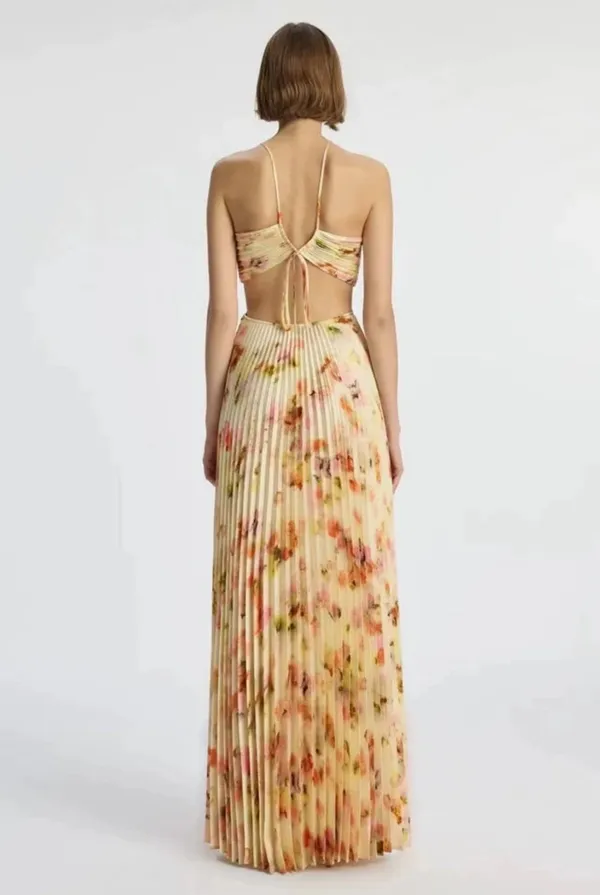 Floral Cutout Maxi Dress Yellow - Image 3