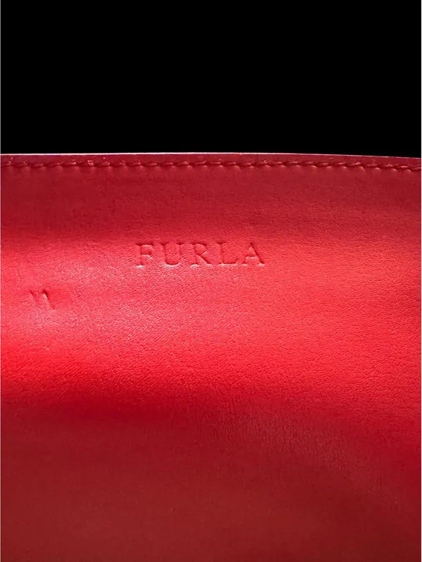 Furla Red Leather Shoulder Bag with Studded Strap - Image 3