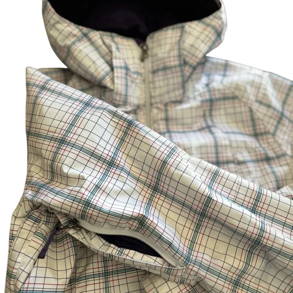 Burton DryRide Snowboard Ski Jacket Parka White Red Blue Plaid Pattern Sz S - Image 4