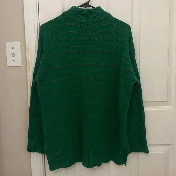 LOFT Mock Neck Tunic Style Textured Sweater in Green - Image 6